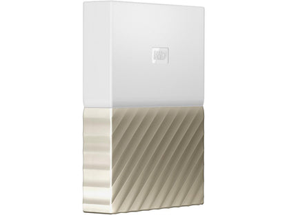 WD 3TB My Passport Ultra Portable Storage with Metal Finish USB 3.0 Model WDBFKT0030BGD-WESN White - Gold
