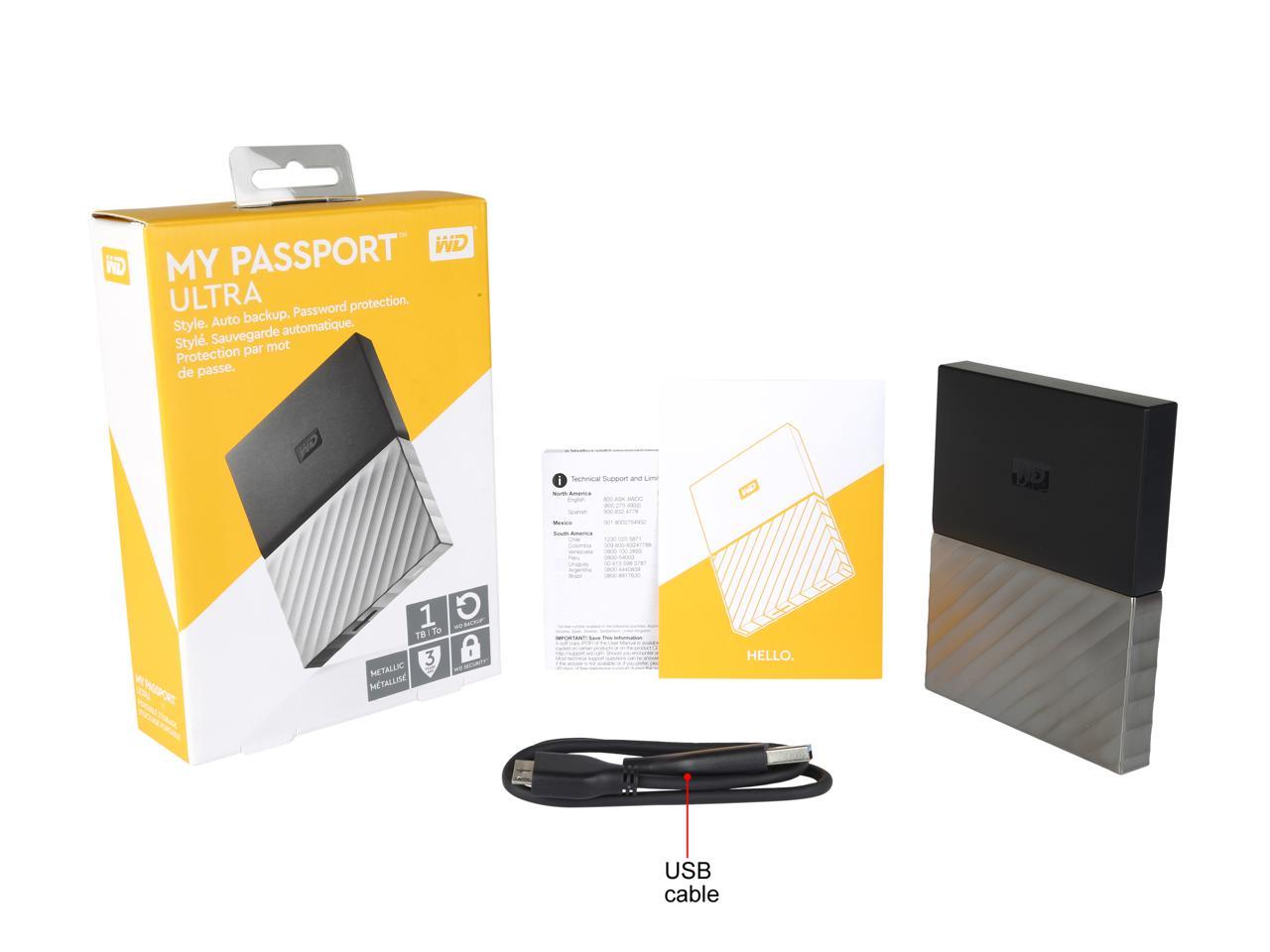 WD 1TB My Passport Ultra Portable Storage with Metal Finish USB 3.0 Model WDBTLG0010BGY-WESN Black - Gray