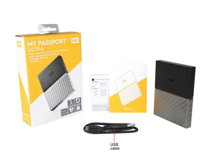 WD 1TB My Passport Ultra Portable Storage with Metal Finish USB 3.0 Model WDBTLG0010BGY-WESN Black - Gray