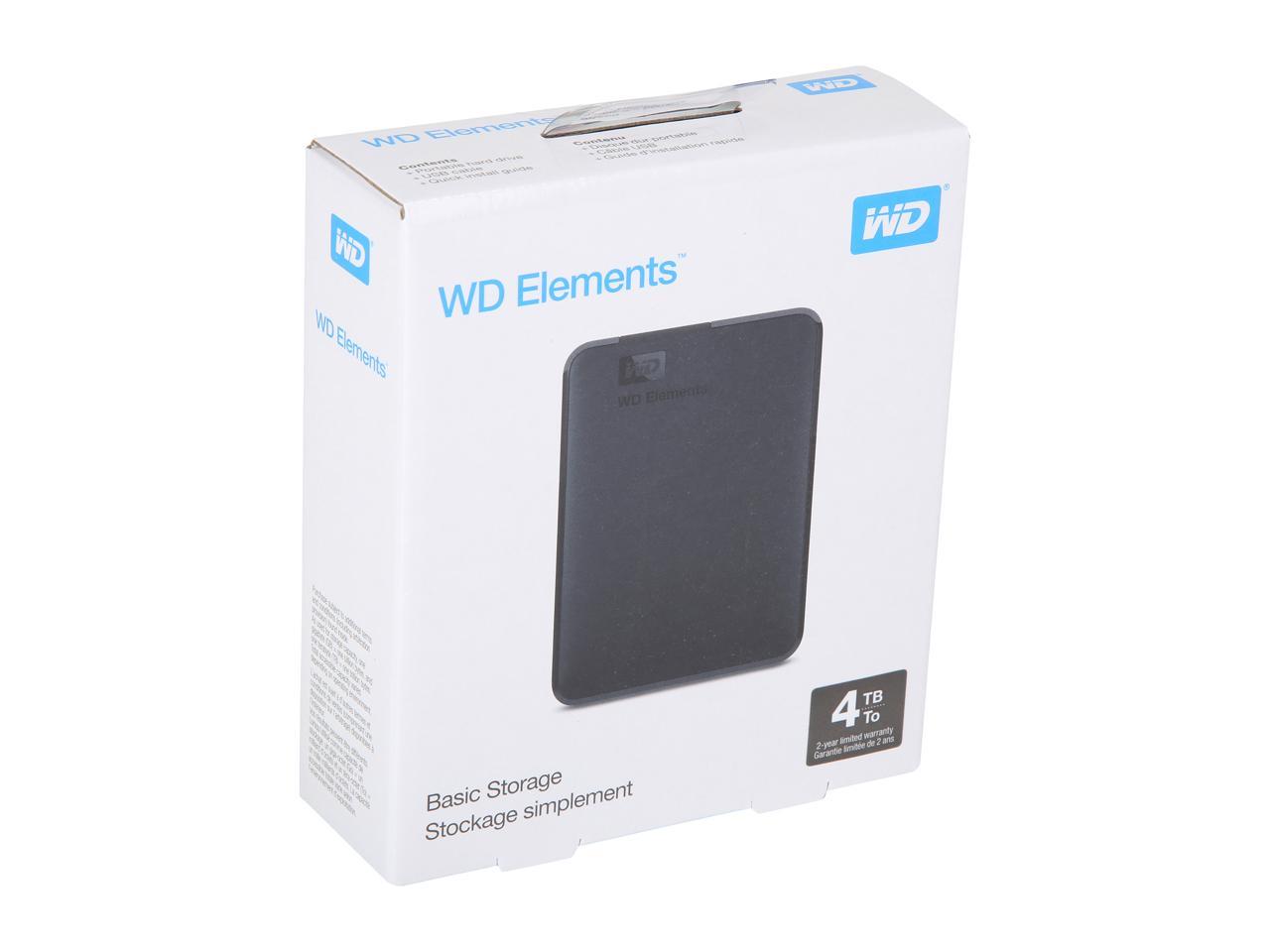 WD WDBU6Y0040BBK-WESN 4TB Elements USB 3.0 High-Capacity Portable Hard Drive for Windows