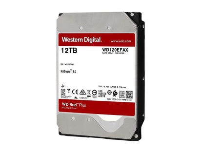 WD Red Plus 12TB NAS Hard Disk Drive - 5400 RPM Class SATA 6Gb/s, CMR, 256MB Cache, 3.5 Inch - WD120EFAX
