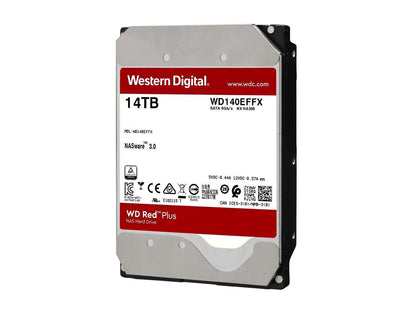 WD Red Plus 14TB NAS Hard Disk Drive - 5400 RPM Class SATA 6Gb/s, CMR, 512MB Cache, 3.5 Inch - WD140EFFX