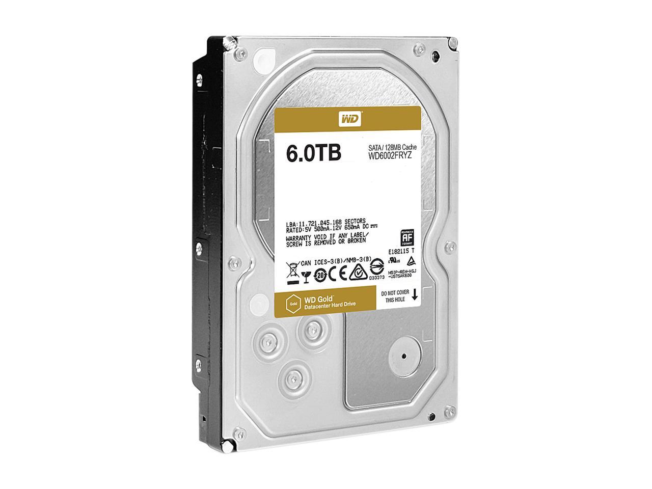 WD Gold 6TB Enterprise Class Hard Disk Drive - 7200 RPM Class SATA 6Gb/s 128MB Cache 3.5 Inch - WD6002FRYZ