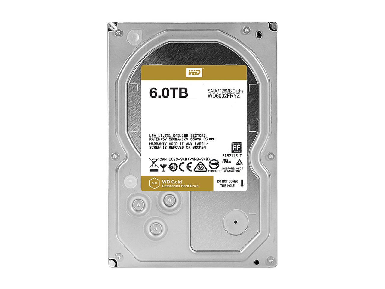 WD Gold 6TB Enterprise Class Hard Disk Drive - 7200 RPM Class SATA 6Gb/s 128MB Cache 3.5 Inch - WD6002FRYZ
