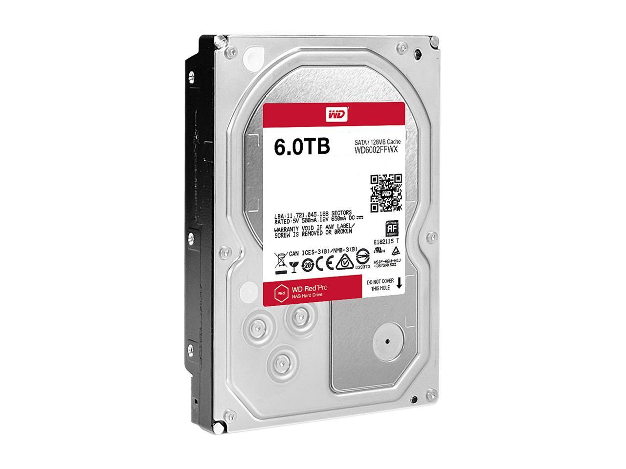 WD Red Pro 6TB NAS Hard Disk Drive - 7200 RPM Class SATA 6Gb/s 128MB Cache 3.5 Inch - WD6002FFWX