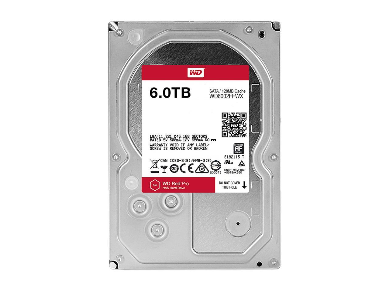 WD Red Pro 6TB NAS Hard Disk Drive - 7200 RPM Class SATA 6Gb/s 128MB Cache 3.5 Inch - WD6002FFWX