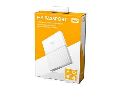 WD 4TB My Passport Portable Hard Drive USB 3.0 Model WDBYFT0040BWT-WESN White