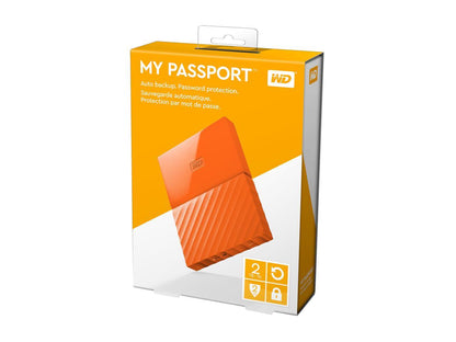 WD 2TB My Passport Portable Hard Drive USB 3.0 Model WDBYFT0020BOR-WESN Orange