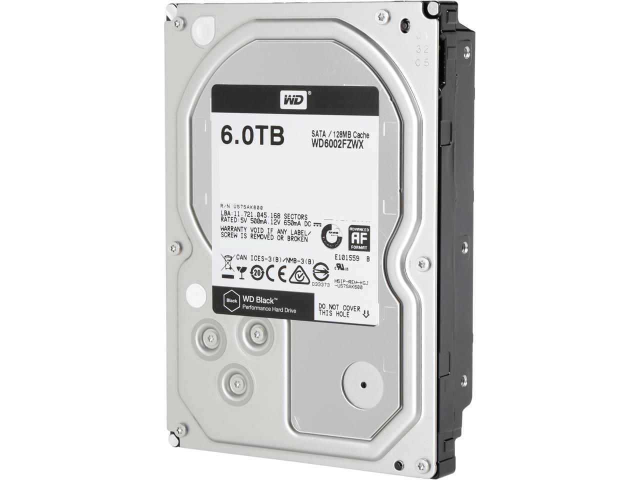 WD Black 6TB Performance Desktop Hard Disk Drive - 7200 RPM SATA 6Gb/s 128MB Cache 3.5 Inch - WD6002FZWX