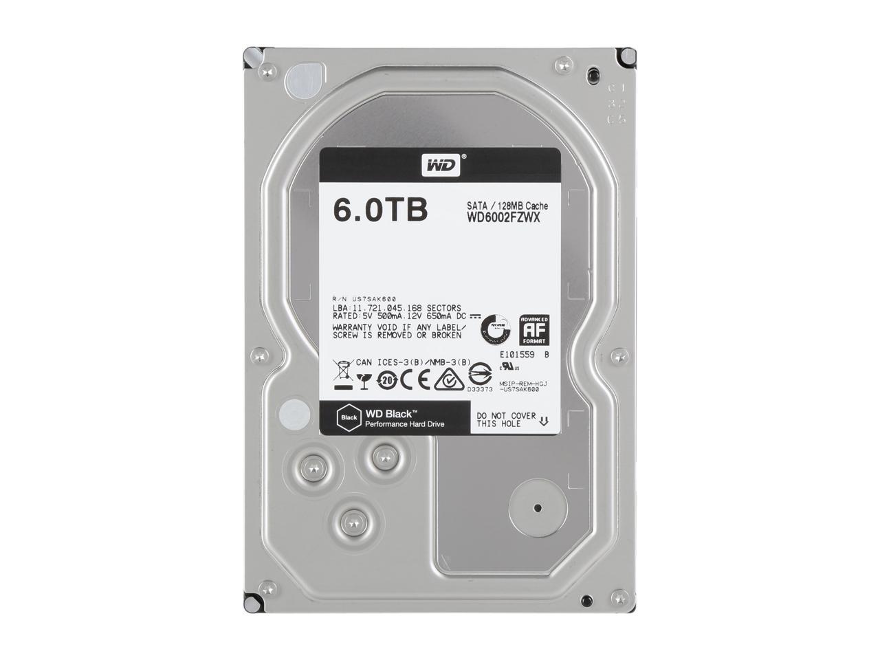WD Black 6TB Performance Desktop Hard Disk Drive - 7200 RPM SATA 6Gb/s 128MB Cache 3.5 Inch - WD6002FZWX