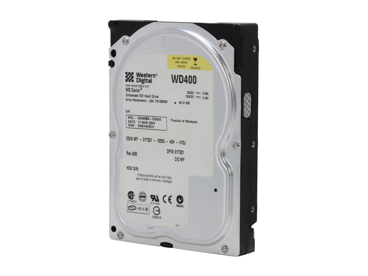 WD WD400BB-75FJA1 40GB 7200 RPM IDE Ultra ATA100 / ATA-6 3.5" Internal Hard Drive Bare Drive