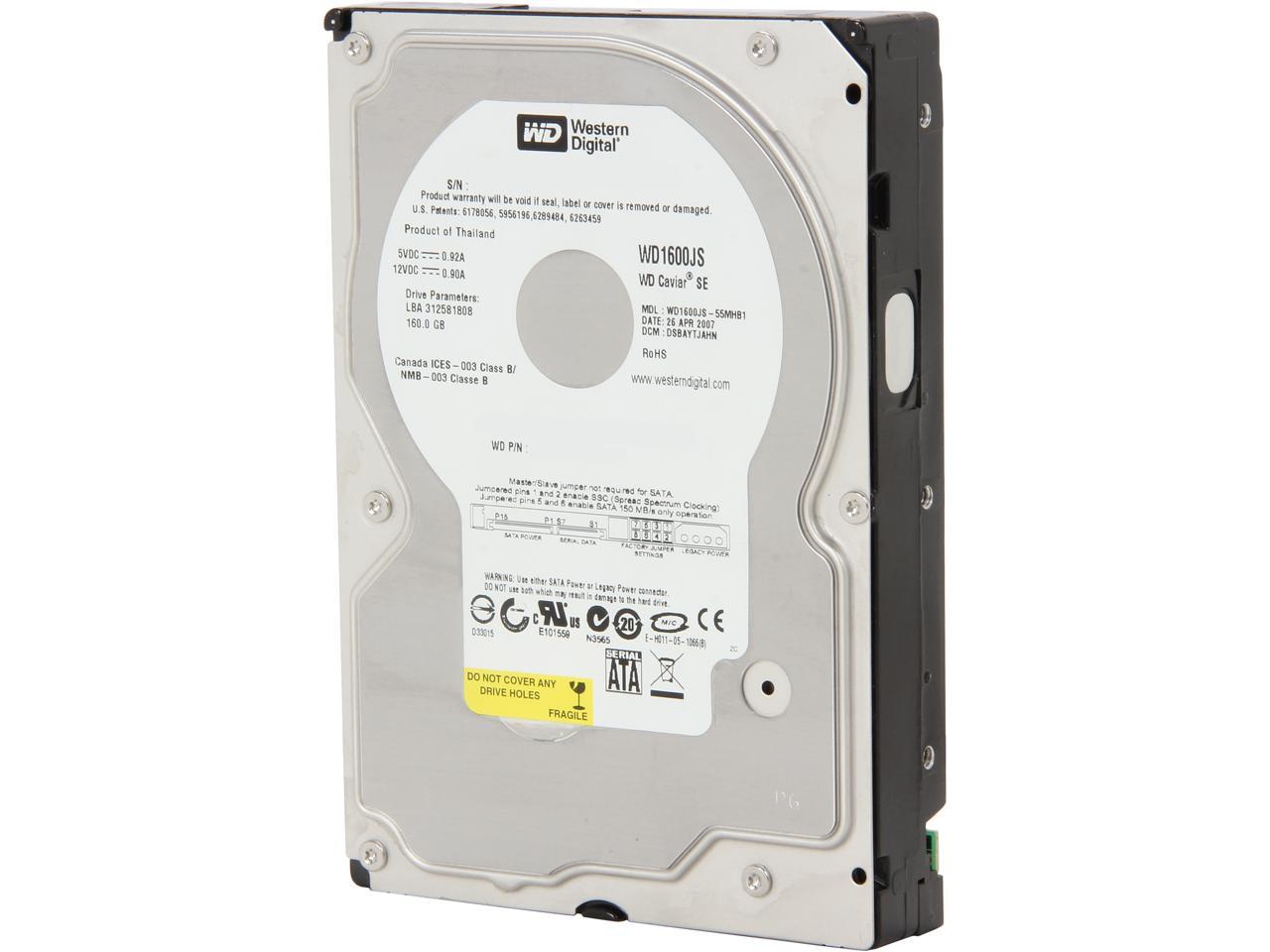 WD Caviar SE WD1600JS 160GB 7200 RPM 8MB Cache SATA 3.0Gb/s 3.5" Hard Drive Bare Drive