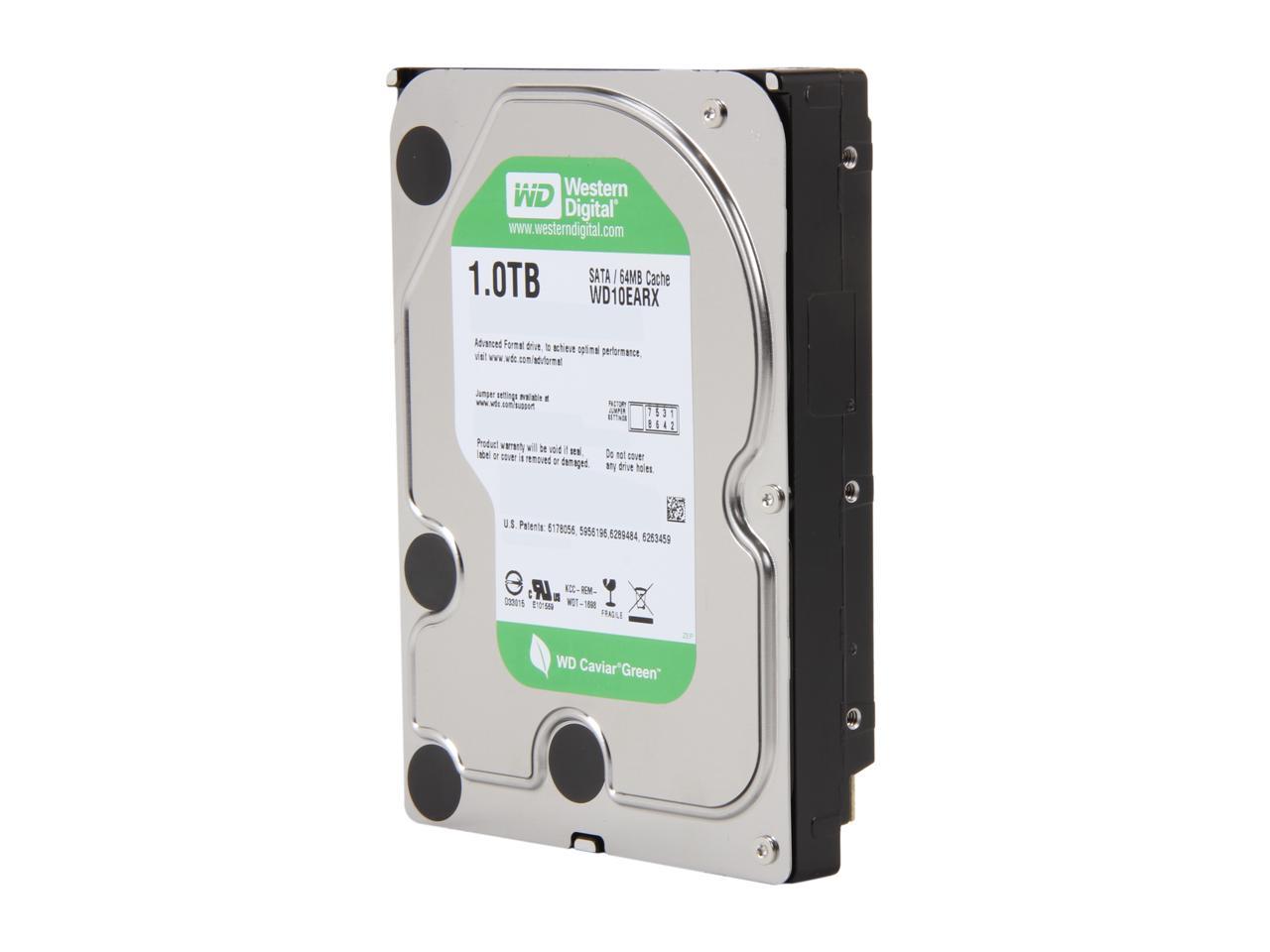 WD WD Green WD10EARX 1TB IntelliPower 64MB Cache SATA 6.0Gb/s 3.5" Internal Hard Drive -Manufacture Recertified Bare Drive