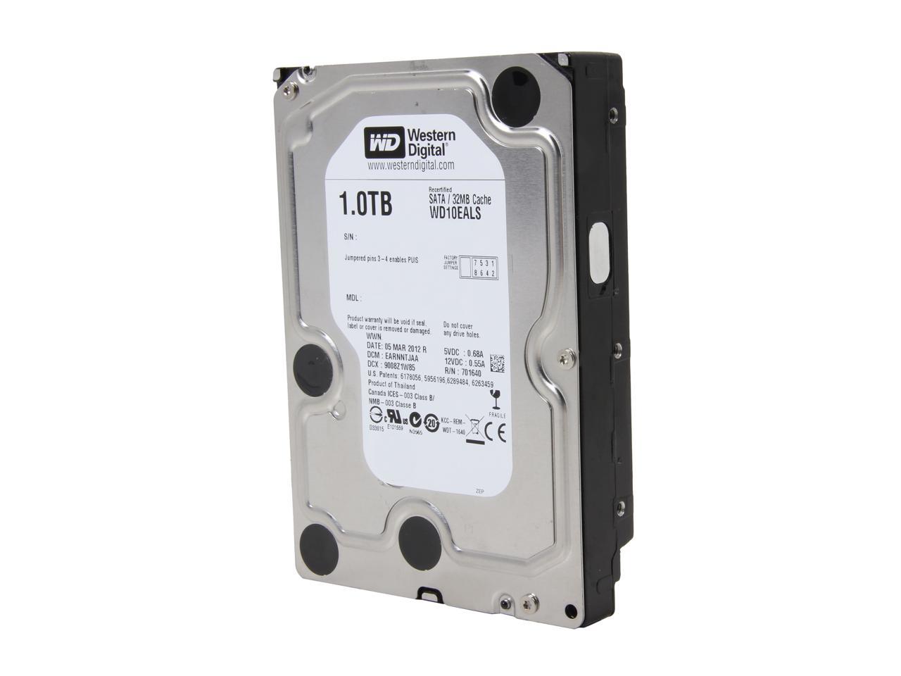 WD Blue WD10EALS 1TB 7200 RPM 32MB Cache SATA 3.0Gb/s 3.5" Internal Hard Drive Bare Drive