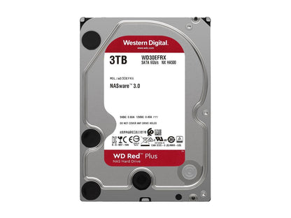 WD Red Plus 3TB NAS Hard Disk Drive - 5400 RPM Class SATA 6Gb/s, CMR, 64MB Cache, 3.5 Inch - WD30EFRX