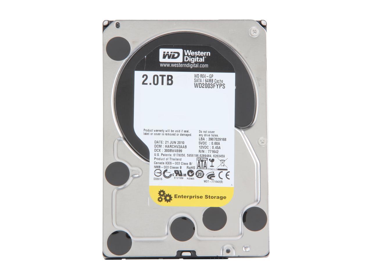 Western Digital RE4-GP WD2003FYPS 2TB 5400 RPM 64MB Cache SATA 3.0Gb/s 3.5" Internal Hard Drive Bare Drive