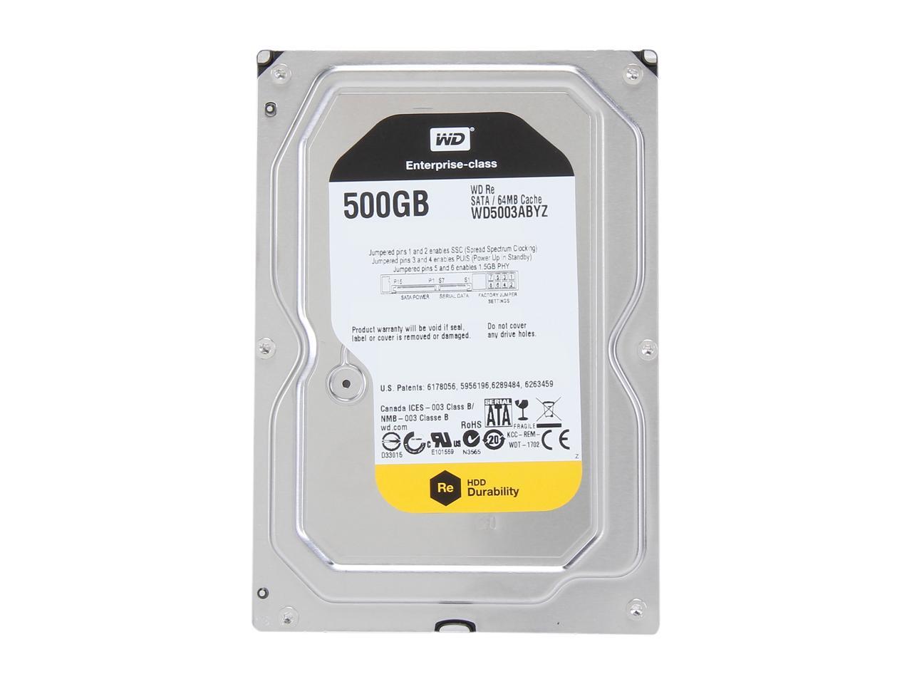 WD Re 500GB Datacenter Capacity Hard Disk Drive - 7200 RPM Class SATA 6Gb/s 64MB Cache 3.5 inch WD5003ABYZ