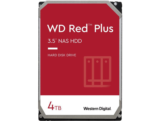 WD Red Plus 4TB NAS Hard Disk Drive - 5400 RPM Class SATA 6Gb/s, CMR, 64MB Cache, 3.5 Inch - WD40EFRX