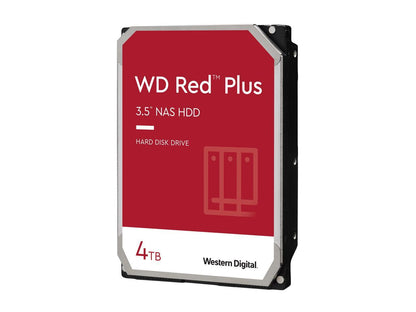 WD Red Plus 4TB NAS Hard Disk Drive - 5400 RPM Class SATA 6Gb/s, CMR, 64MB Cache, 3.5 Inch - WD40EFRX