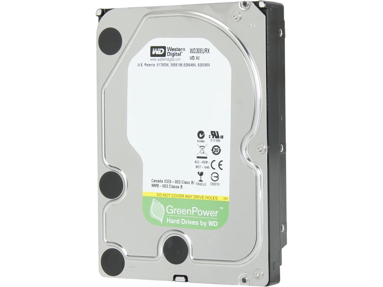 WD AV-GP WD30EURX 3TB IntelliPower 64MB Cache SATA 6.0Gb/s 3.5" Internal Hard Drive