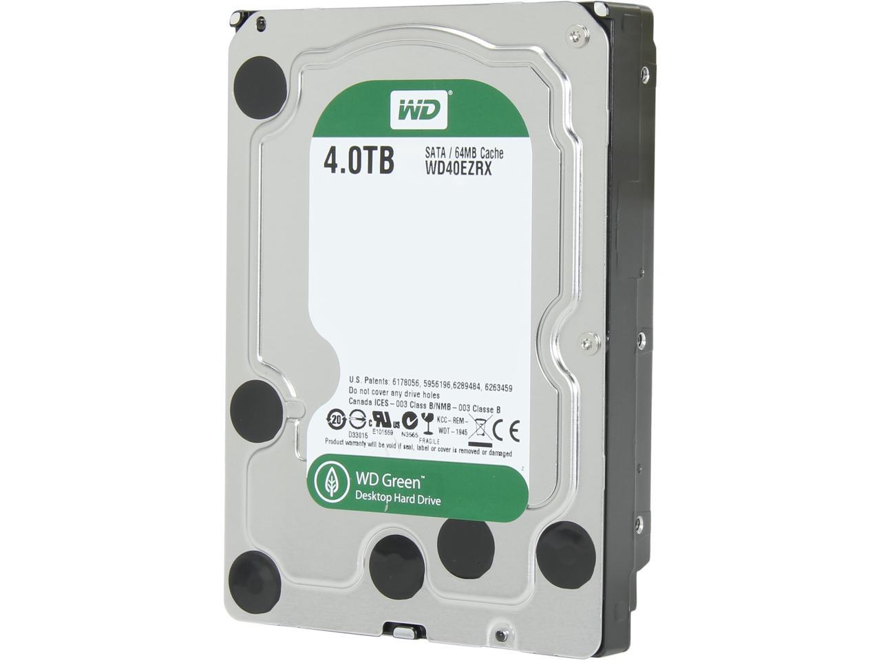 WD Green WD40EZRX 4TB IntelliPower 64MB Cache SATA 6.0Gb/s 3.5" Internal Hard Drive - Bulk Bare Drive