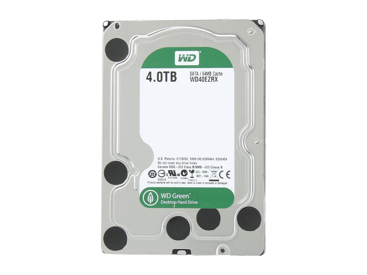 WD Green WD40EZRX 4TB IntelliPower 64MB Cache SATA 6.0Gb/s 3.5" Internal Hard Drive - Bulk Bare Drive