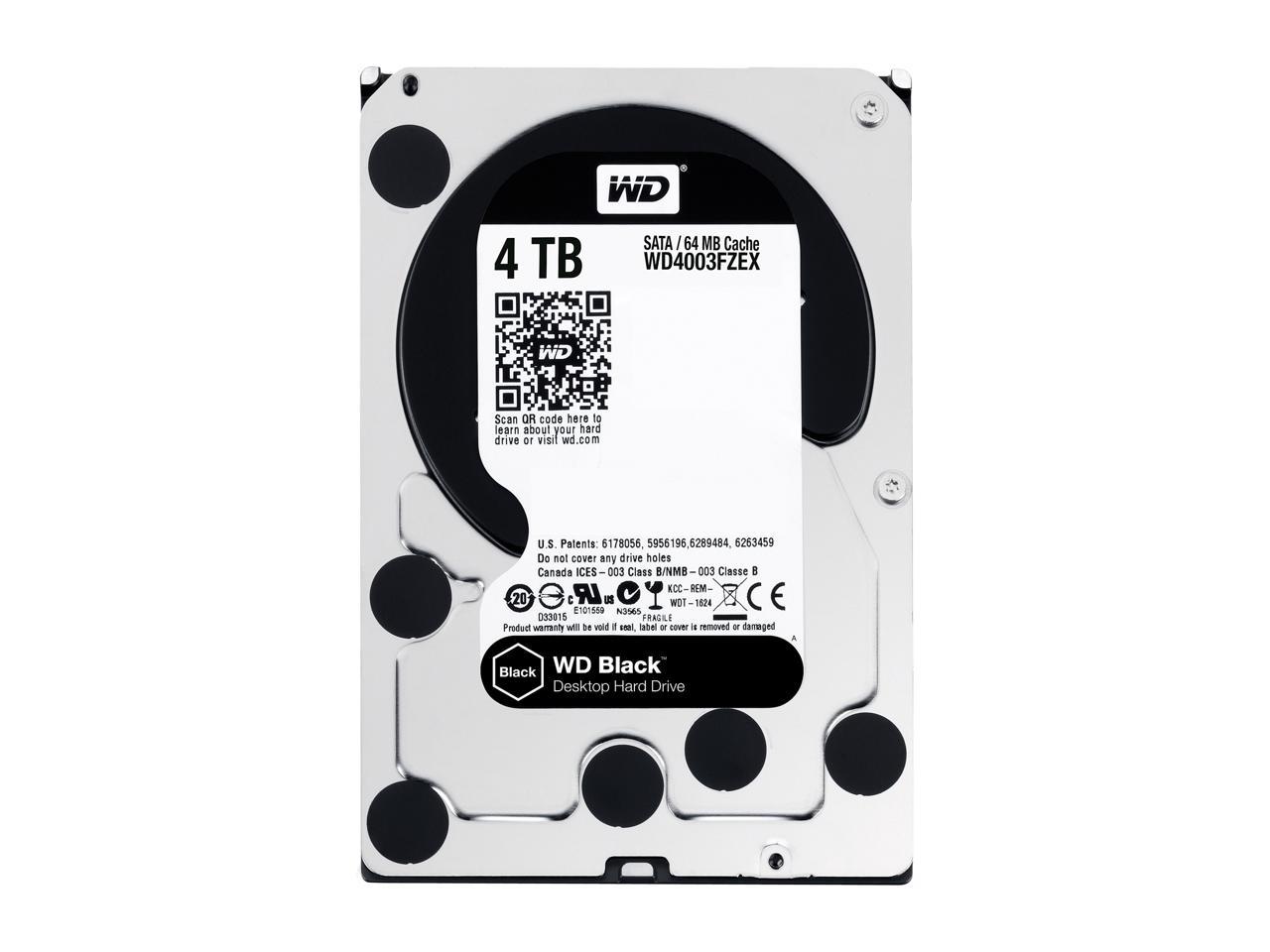 WD Black 4TB Performance Desktop Hard Disk Drive - 7200 RPM SATA 6Gb/s 64MB Cache 3.5 Inch - WD4003FZEX