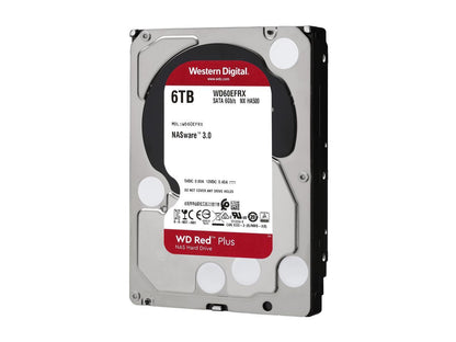 WD Red Plus 6TB NAS Hard Disk Drive - 5400 RPM Class SATA 6Gb/s, CMR, 64MB Cache, 3.5 Inch - WD60EFRX