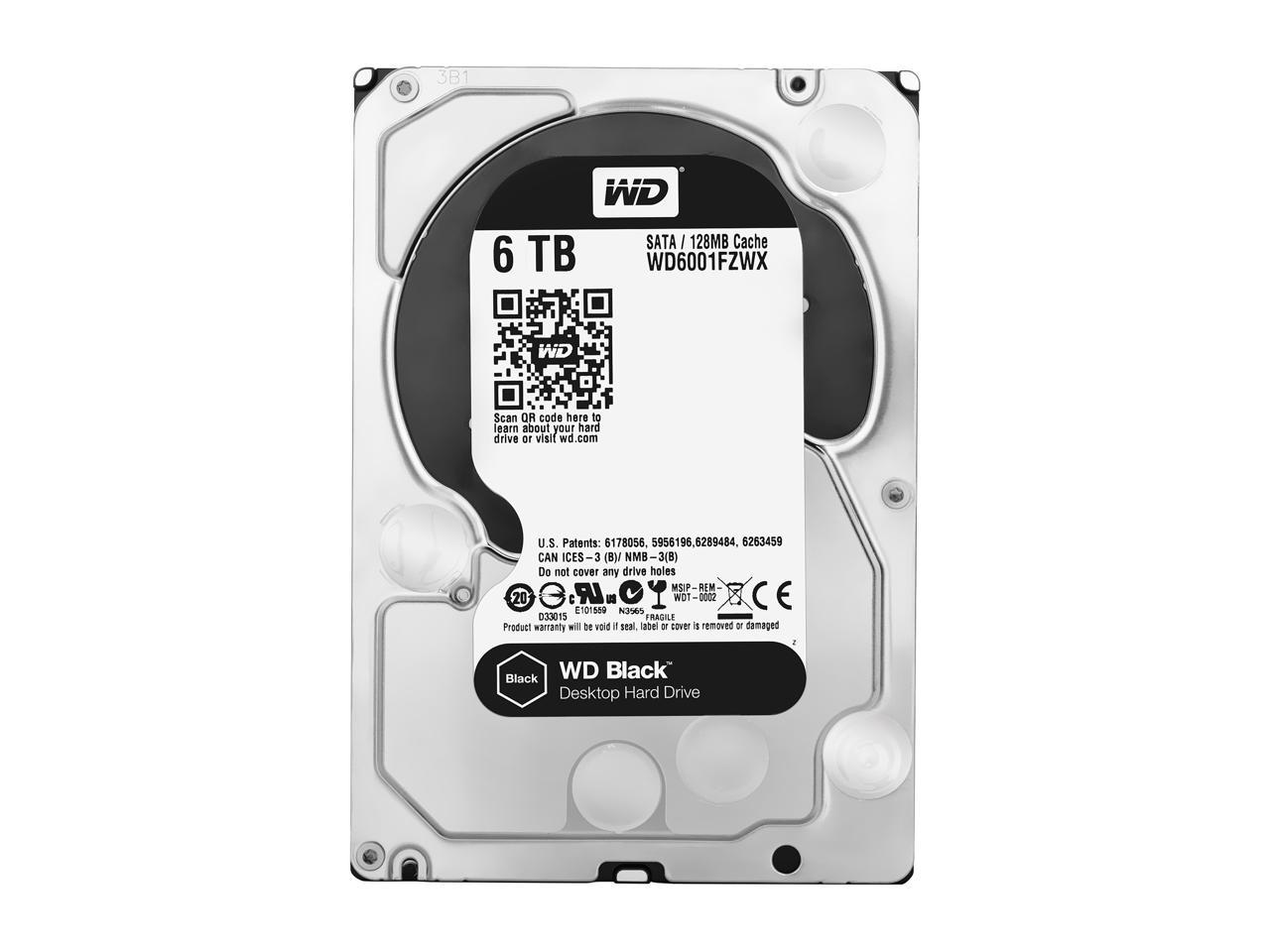 WD Black 6TB Performance Desktop Hard Disk Drive - 7200 RPM SATA 6Gb/s 128MB Cache 3.5 Inch - WD6001FZWX
