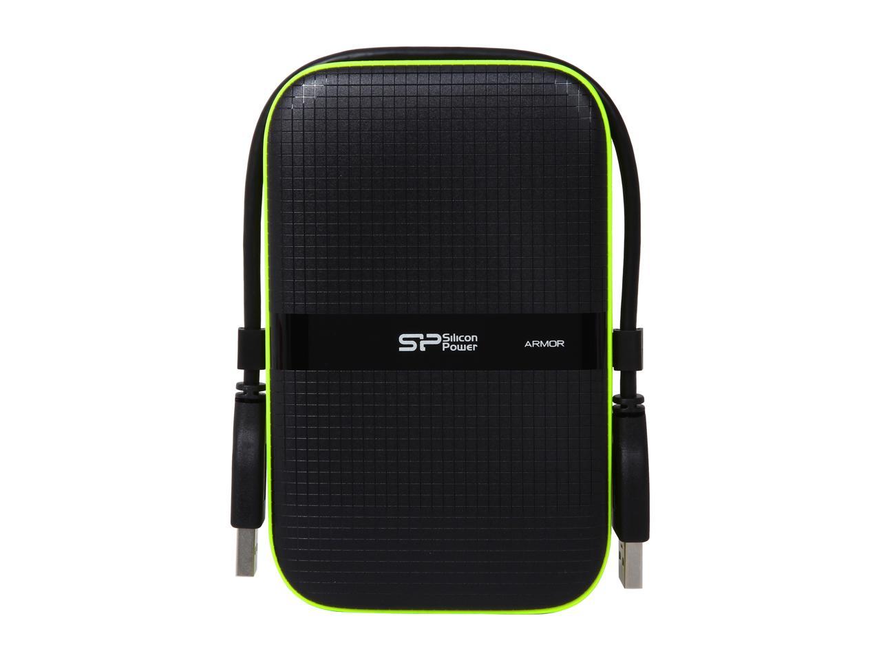 Silicon Power 1TB Armor A60 Shockproof and Water-Resistant Portable Hard Drive USB 3.0 Model SP010TBPHDA60S3K Black