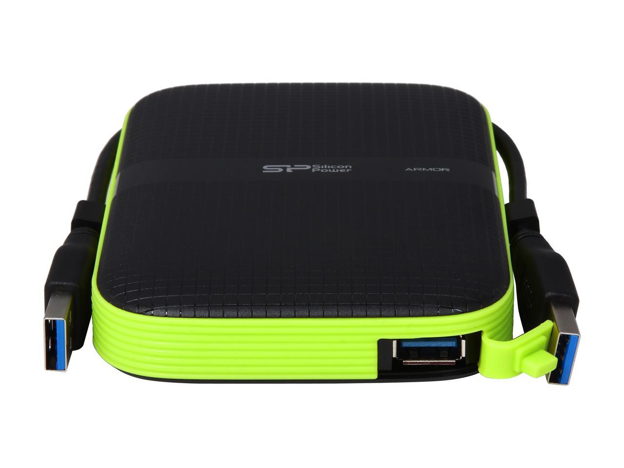 Silicon Power 2TB Armor A60 Shockproof and Water-Resistant Portable Hard Drive USB 3.0 Model SP020TBPHDA60S3K Black