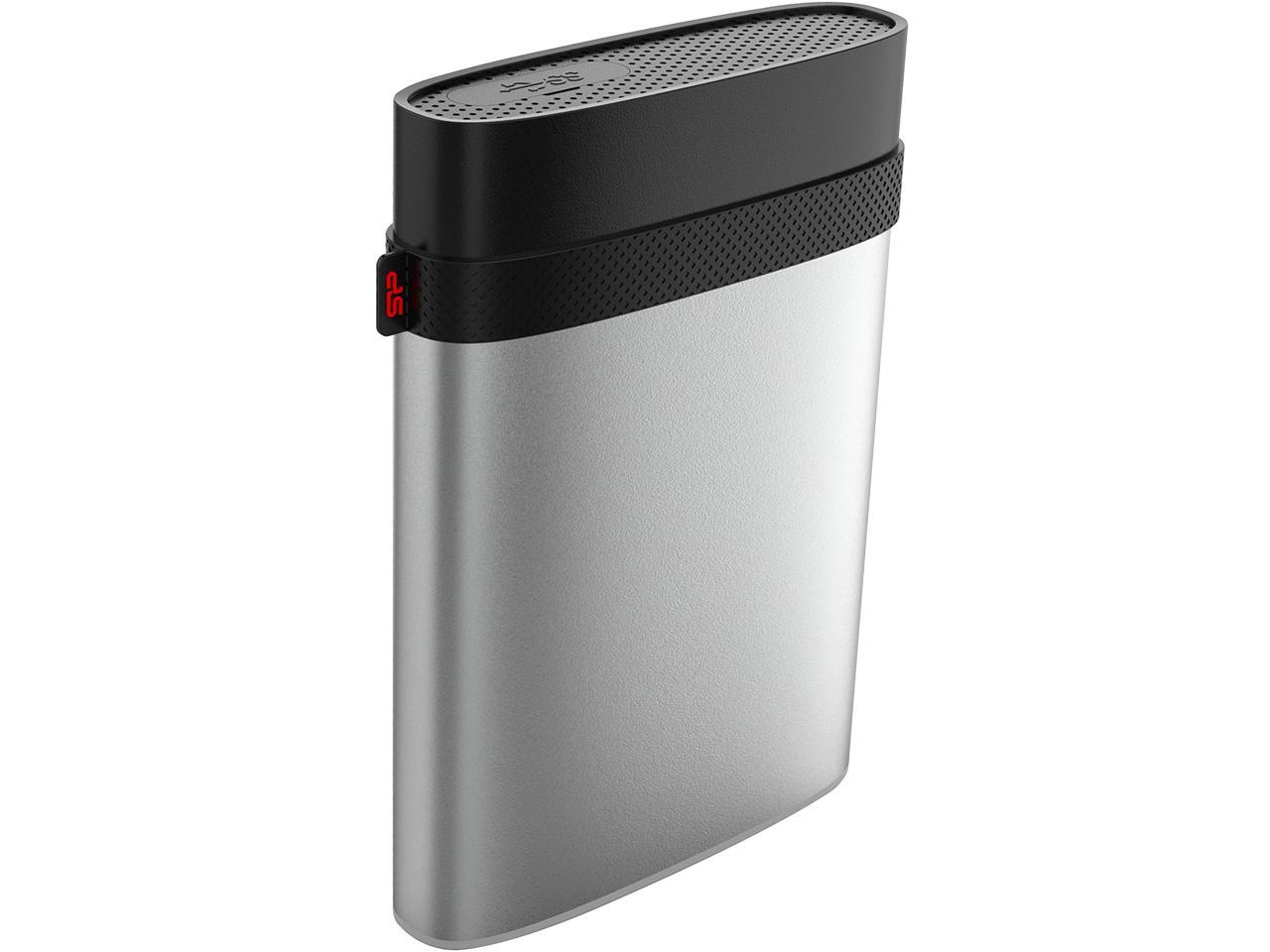 Silicon Power Rugged Armor A85M 1TB IP68 shockproof / waterproof 2.5-inch USB 3.0 Military Grade External Hard Drive for Mac, silver