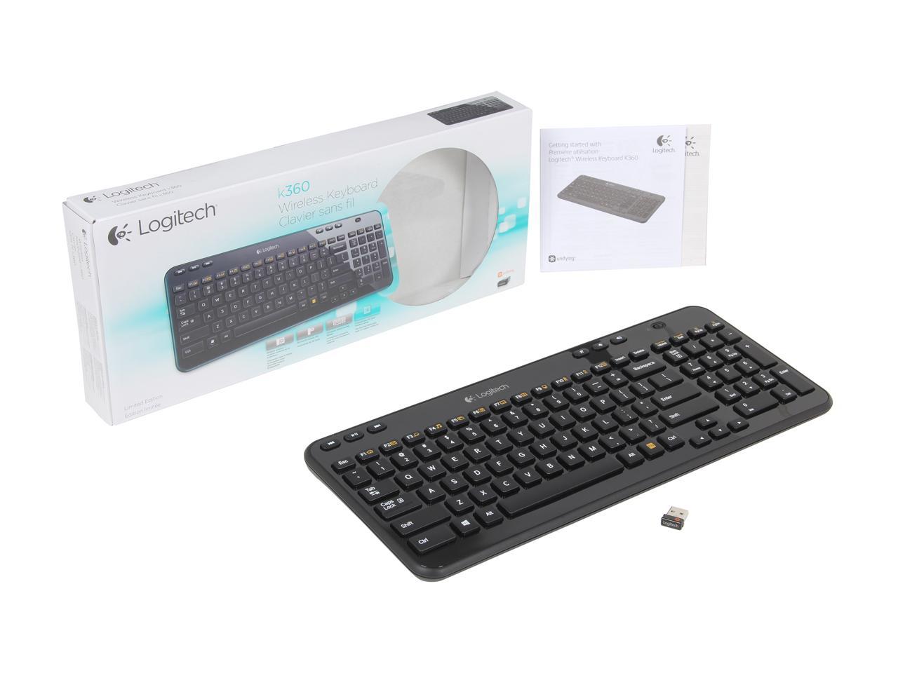 Logitech K360 2.4GHz Wireless Keyboard - Black