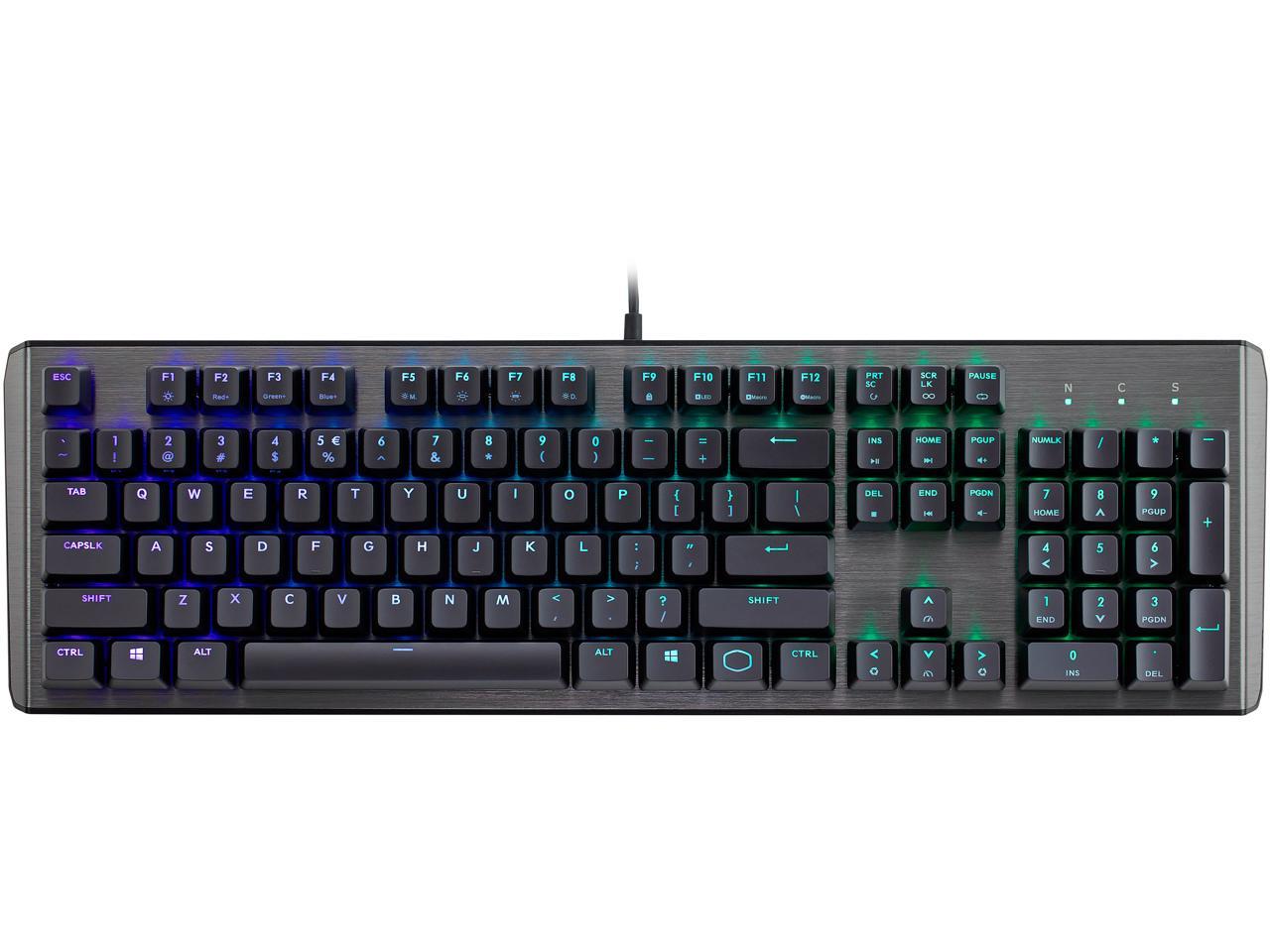 Cooler Master CK550 Gaming Mechanical Keyboard with RGB Backlighting, Brushed Aluminum Design, floating keycaps, On-the-Fly Controls, and Hybrid Key Rollover, Red Mechanical Switch