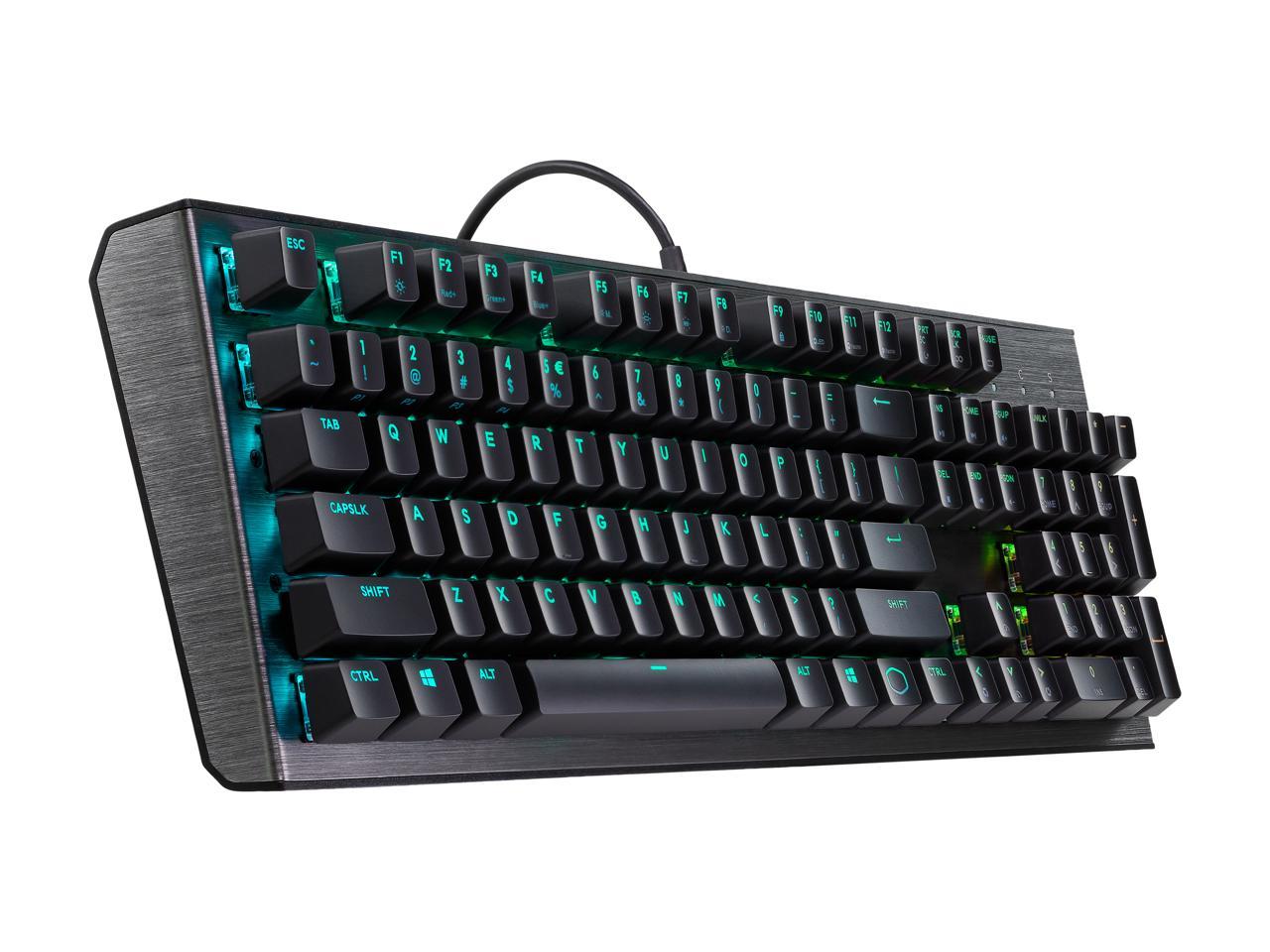 Cooler Master CK550 Gaming Mechanical Keyboard with RGB Backlighting, Brushed Aluminum Design, floating keycaps, On-the-Fly Controls, and Hybrid Key Rollover, Red Mechanical Switch