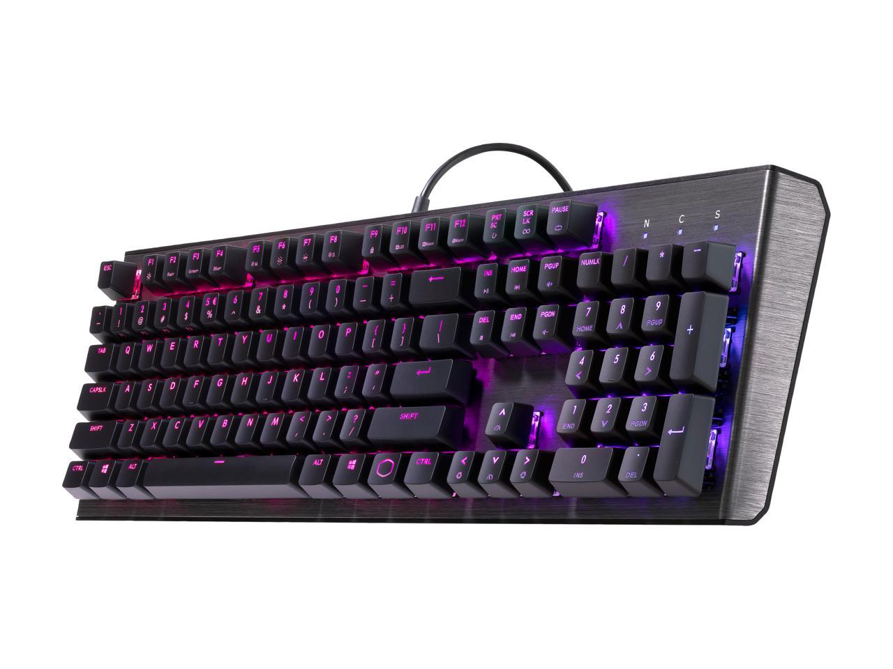 Cooler Master CK550 Gaming Mechanical Keyboard with RGB Backlighting, Brushed Aluminum Design, floating keycaps, On-the-Fly Controls, and Hybrid Key Rollover, Blue Mechanical Switch