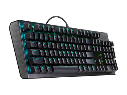 Cooler Master CK550 Gaming Mechanical Keyboard with RGB Backlighting, Brushed Aluminum Design, floating keycaps, On-the-Fly Controls, and Hybrid Key Rollover, Blue Mechanical Switch