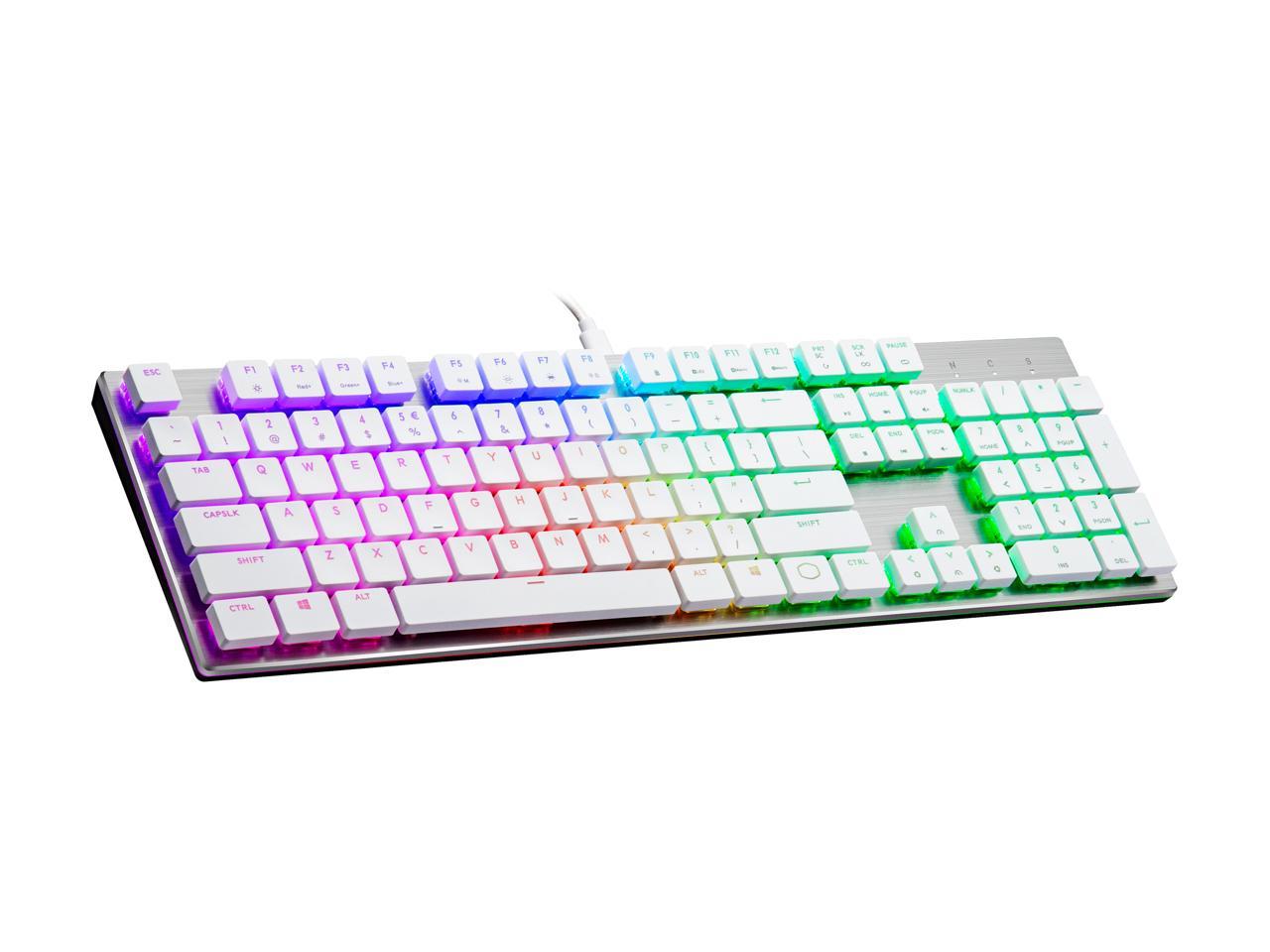 Cooler Master SK650 White Limited Edition Mechanical Keyboard with Cherry MX Low Profile RGB Switches in Brushed Aluminum Design
