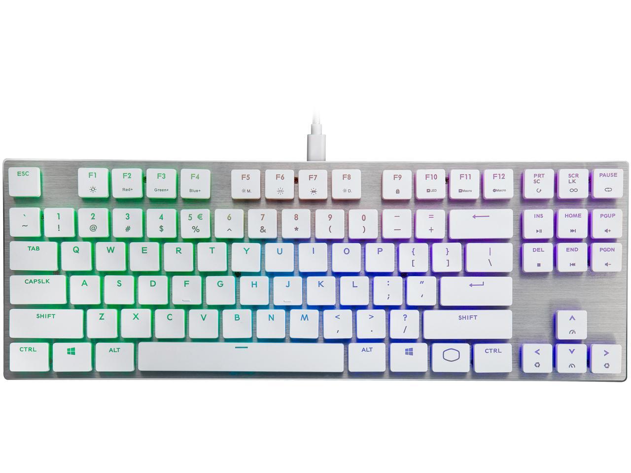 Cooler Master SK630 White Limited Edition Tenkeyless Mechanical Keyboard with Cherry MX Low Profile RGB Switches in Brushed Aluminum Design
