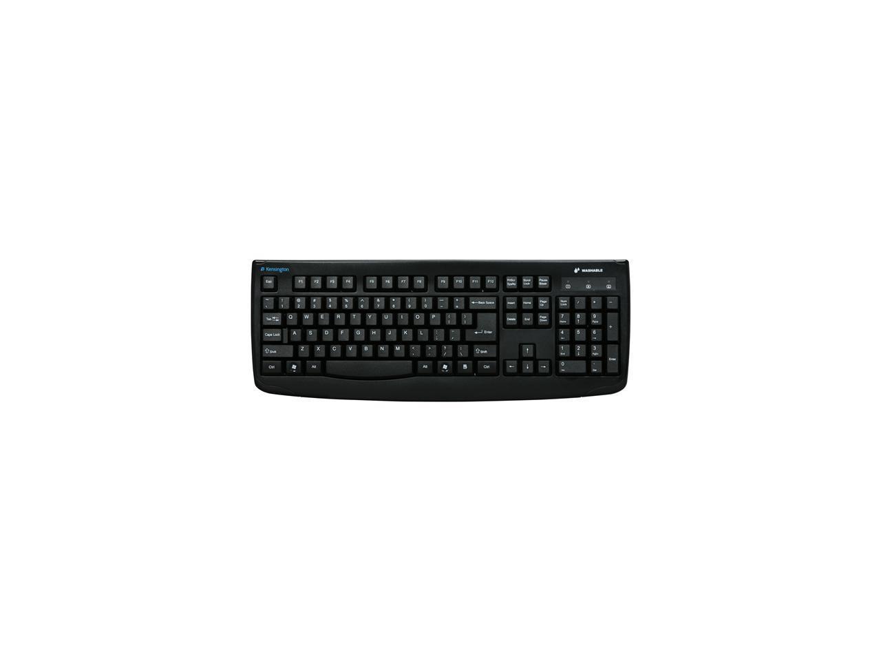 Kensington Pro Fit K64407US Black 104 Normal Keys USB or PS/2 Wired Standard Washable Keyboard