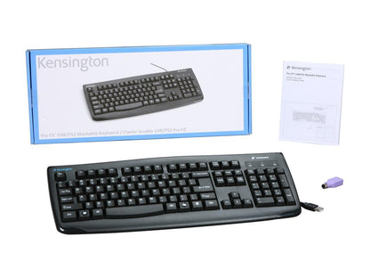 Kensington Pro Fit K64407US Black 104 Normal Keys USB or PS/2 Wired Standard Washable Keyboard