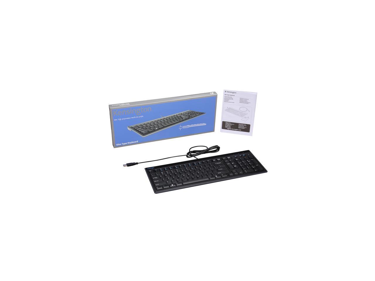 Kensington K72357US Slim Type USB Keyboard Compatible with PC or Mac (Black)