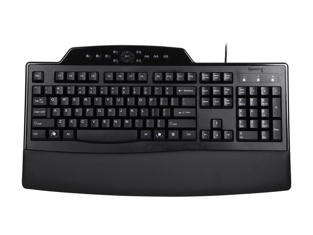 Kensington K72402US Black USB Wired Ergonomic Pro Fit Comfort Keyboard