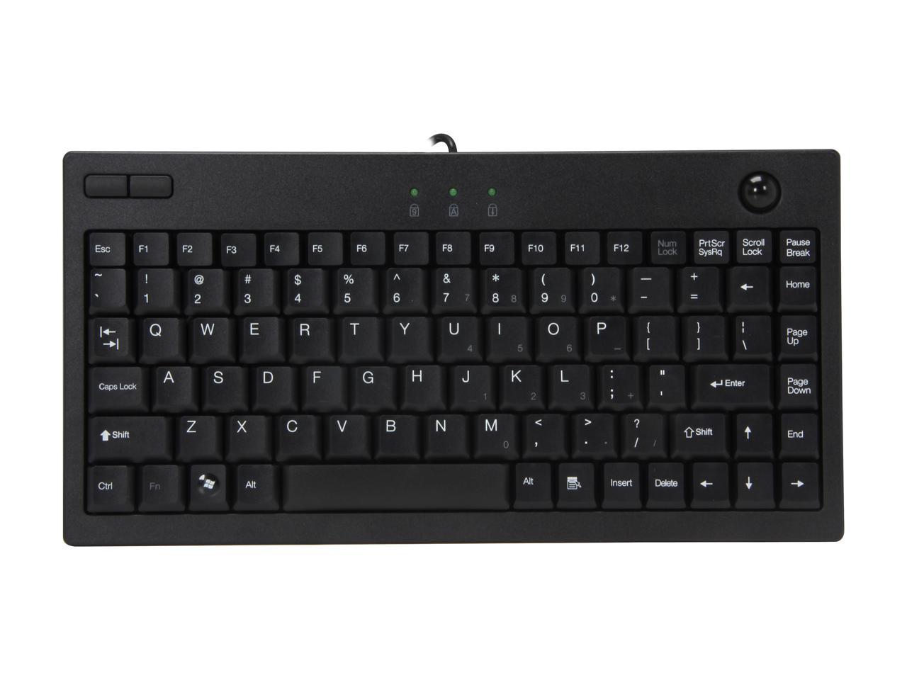 Adesso AKB-310UB Mini USB Keyboard built-in Optical Trackball (Black)