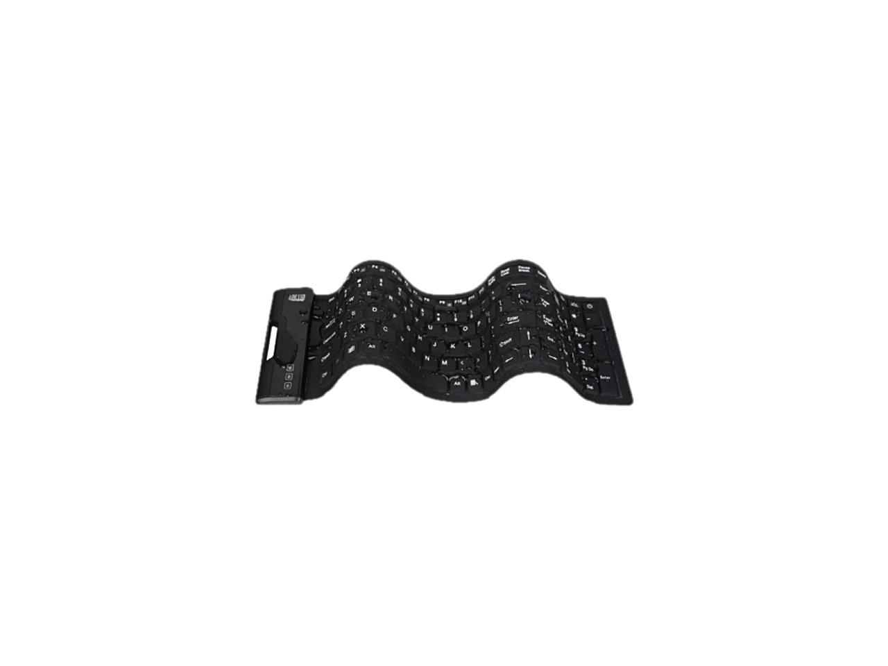 Adesso AKB-222UB USB Antimicrobial Foldable water proof 108-key compact size keyboard, 0.43" x 15.00" x 4.82" (Black)