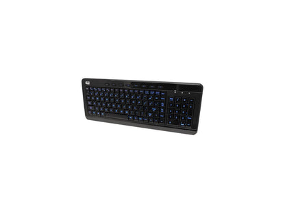 Adesso AKB-120EB SlimTouch 3 RGB colors illuminated compact size USB keyboard with multimedia hot keys, 2X large print keycap