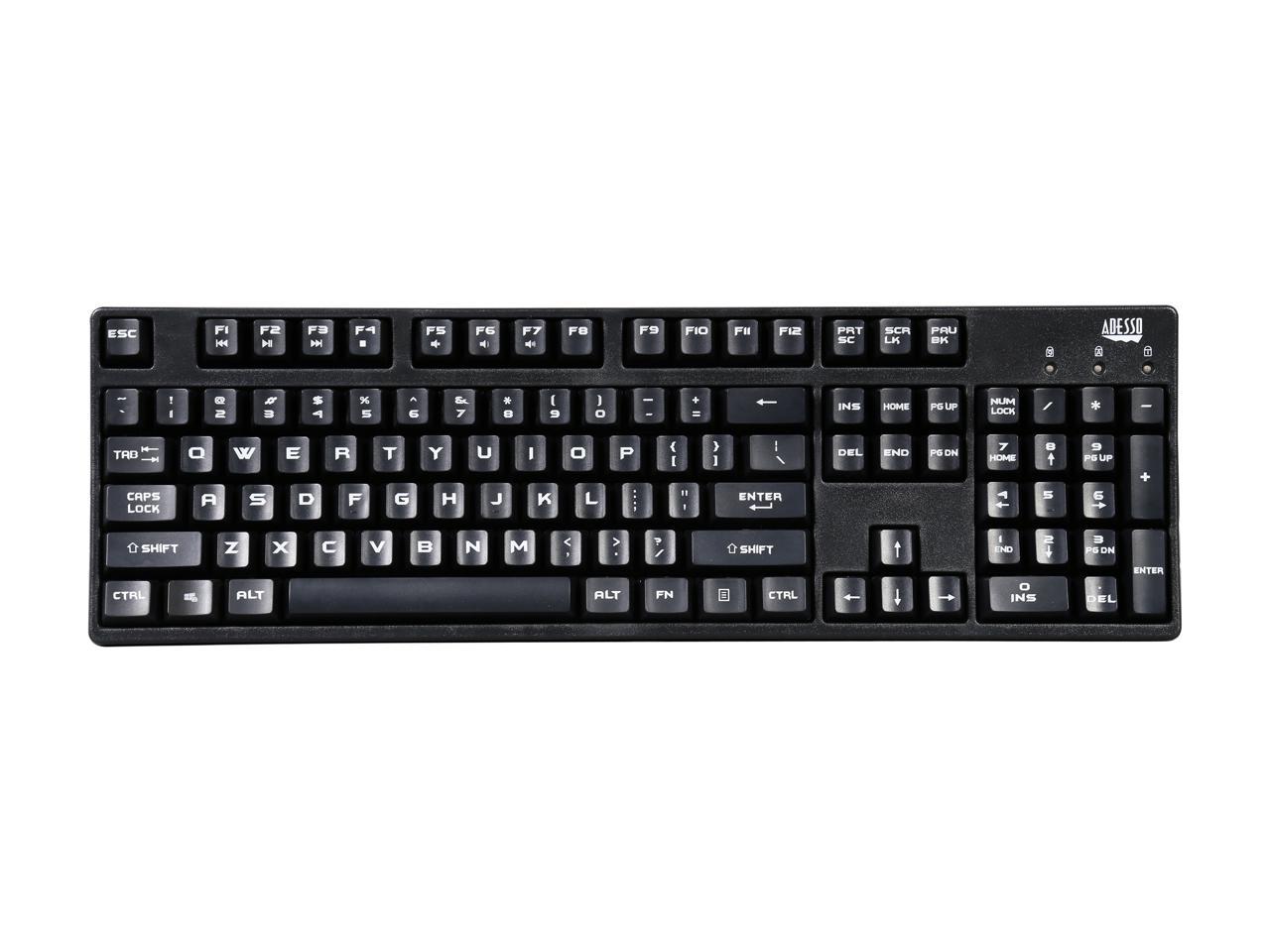Adesso AKB-635UB EasyTouch full size Mechanical USB POS keyboard, N-key rollover adjustable USB cable, 50 million keystrokes