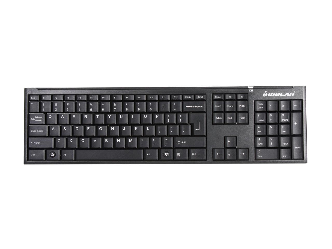 IOGEAR GKM552R Black USB RF Wireless Slim Long Range Keyboard and Mouse Combo