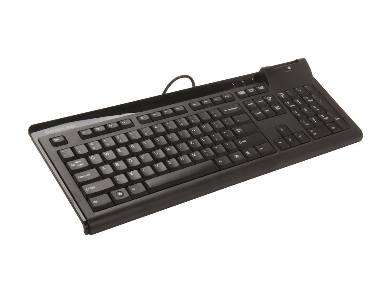 IOGEAR Smart Card Reader Keyboard (TAA Compliant) GKBSR201TAA Black 104 Normal Keys USB Wired Standard Keyboard