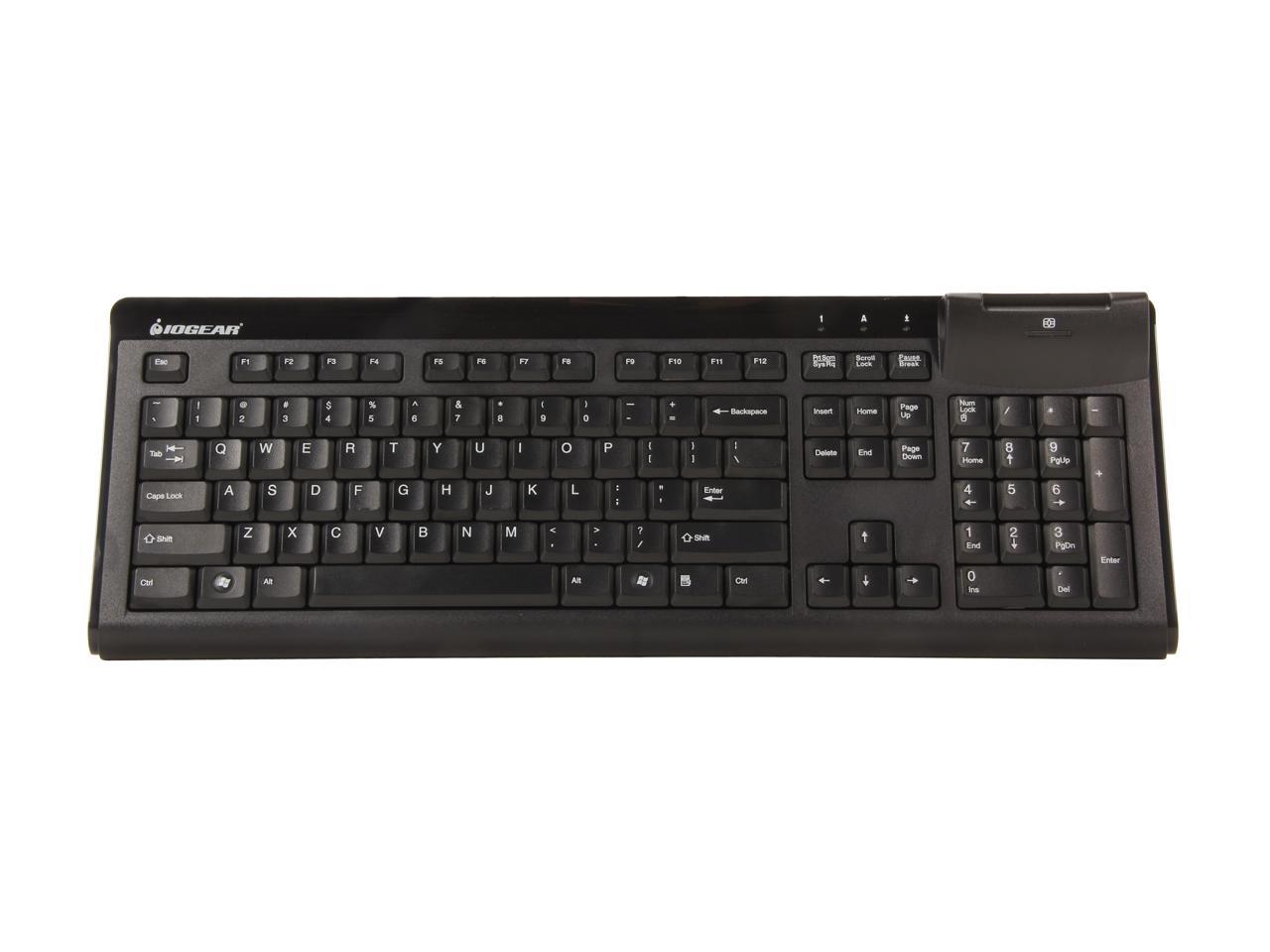 IOGEAR Smart Card Reader Keyboard (TAA Compliant) GKBSR201TAA Black 104 Normal Keys USB Wired Standard Keyboard
